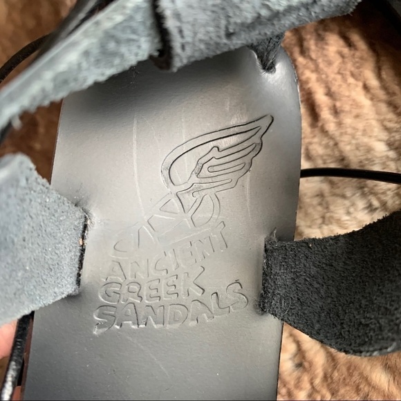 Ancient Greek Sandals Themes Gladiator Black Leather - Picture 13 of 15